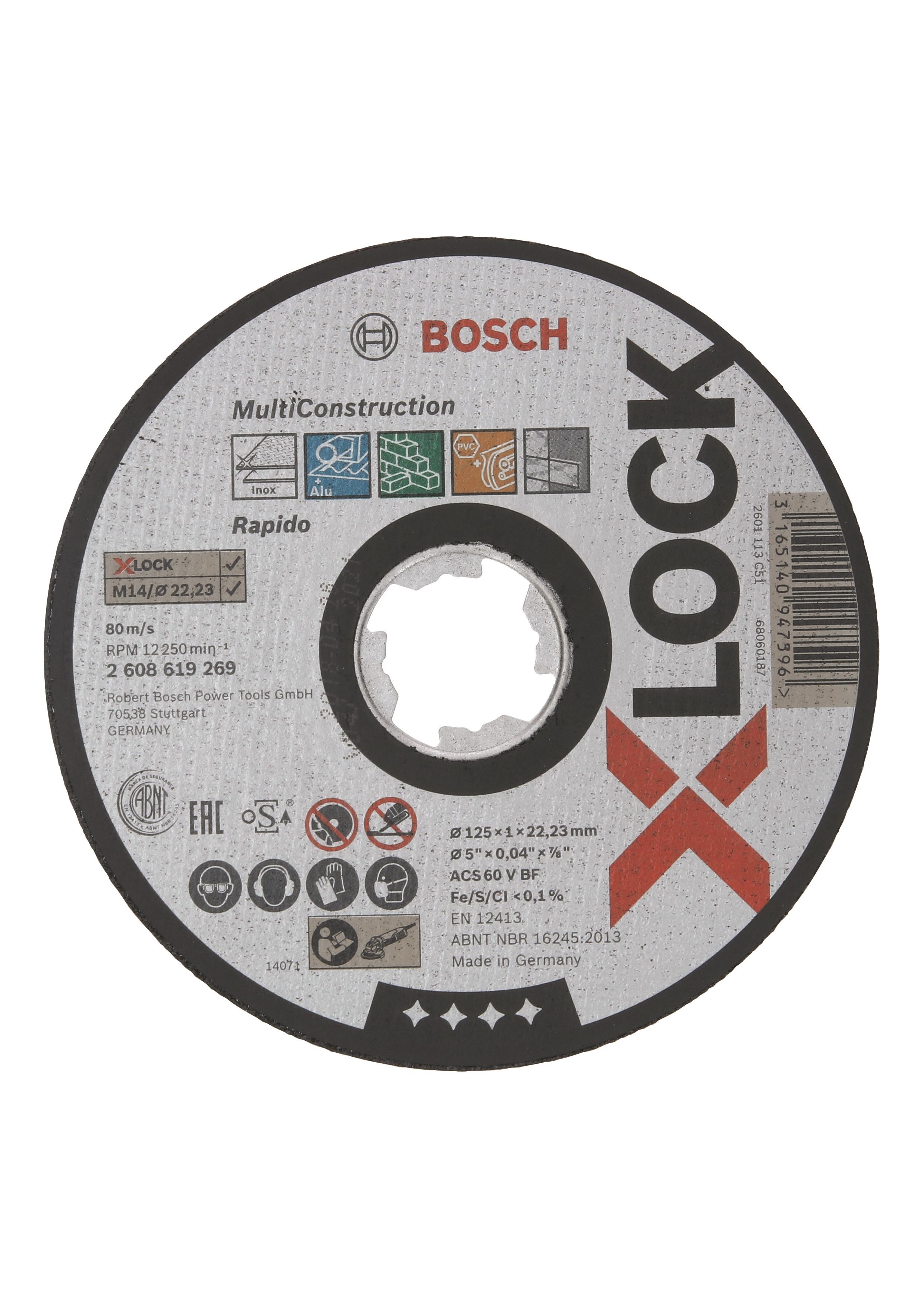 BOSCH Plochý rezný kotúč Multi Material systému X-LOCK, 125 × 1 × 22,23 2.608.619.269