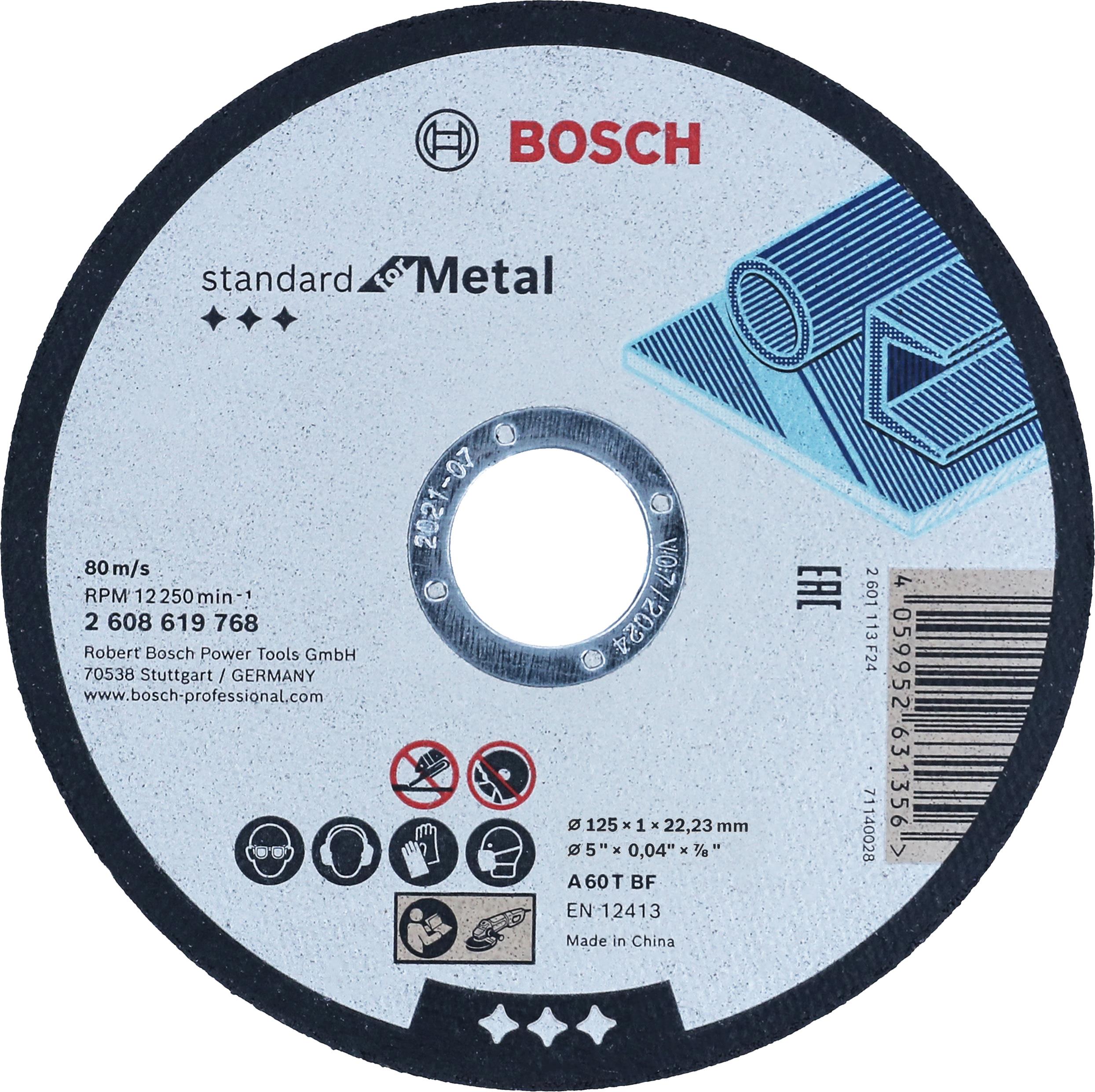 BOSCH Standard for Metal 125 mm, 22,23 mm A 60 T BF, 125 mm, 22,23 mm, 1 mm 2.608.619.768
