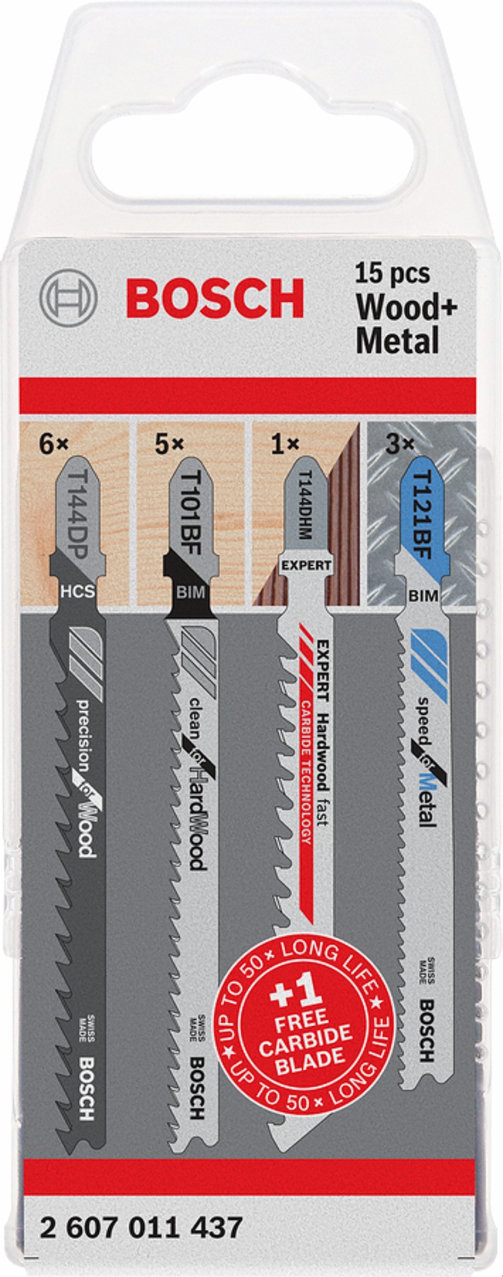BOSCH 15-dielna súprava pílových plátkov so stopkou na prácu s drevom a kovom 2.607.011.437