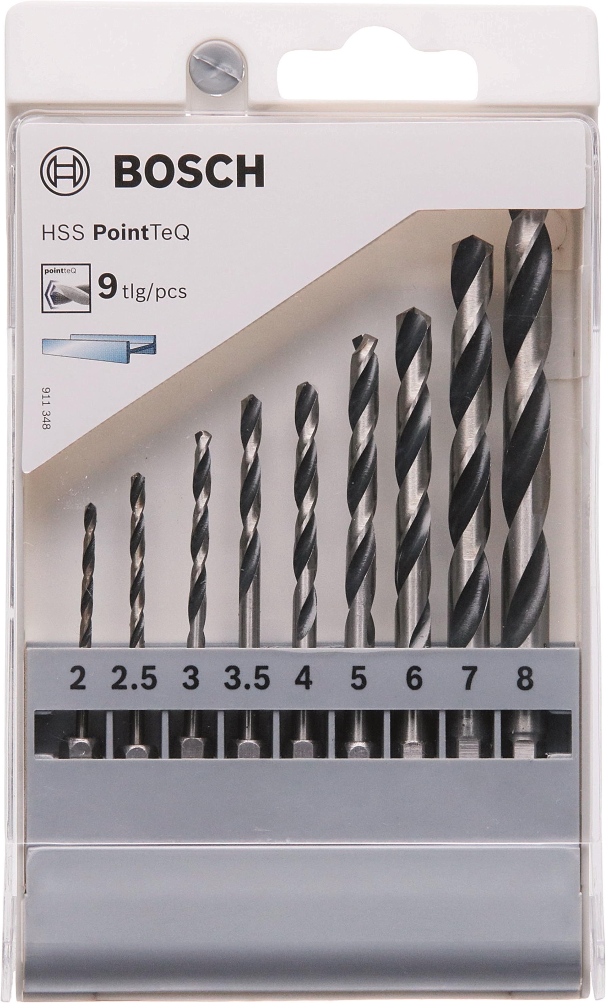 BOSCH 9-dielna súprava špirálových vrtákov HSS PointTeQ Hex 2 – 8 mm 2.607.002.826