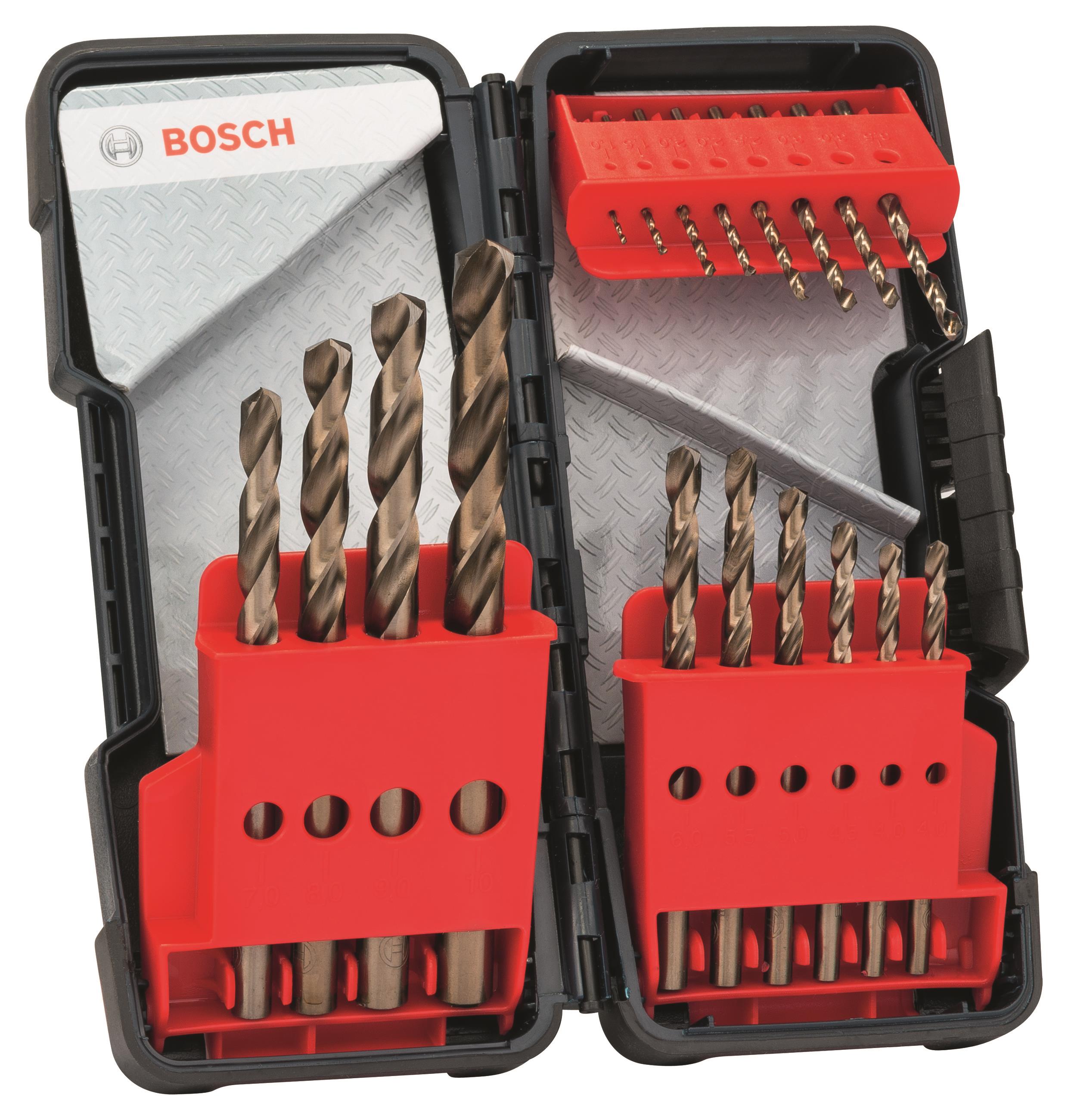 BOSCH 18-dielna súprava špirálových vrtákov do kovu HSS-Co, Toughbox, DIN 338, 135° 1 – 10 mm 2.607.