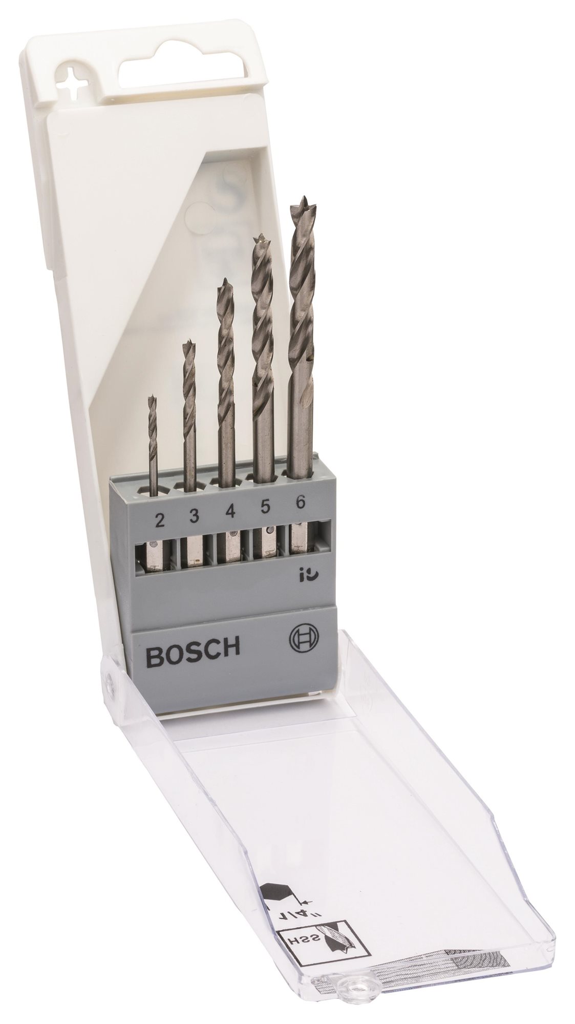 BOSCH 5-dielna súprava špirálových vrtákov do dreva so šesťhrannou stopkou 2 – 6 mm 2.608.595.525