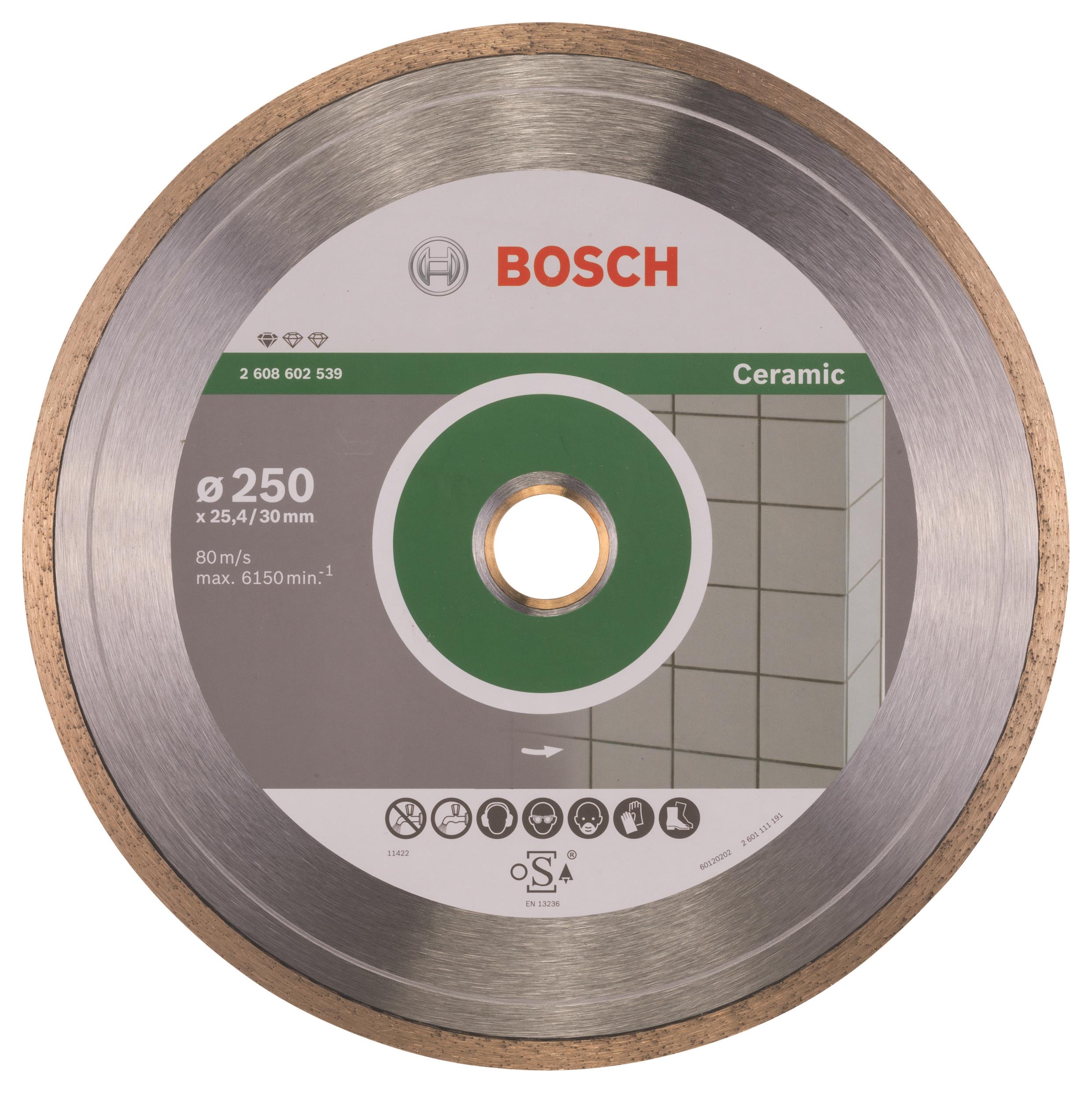 BOSCH Diamantový deliaci kotúč Standard for Ceramic 250 × 30 + 25,40 × 1,6 × 7 mm 2.608.602.539