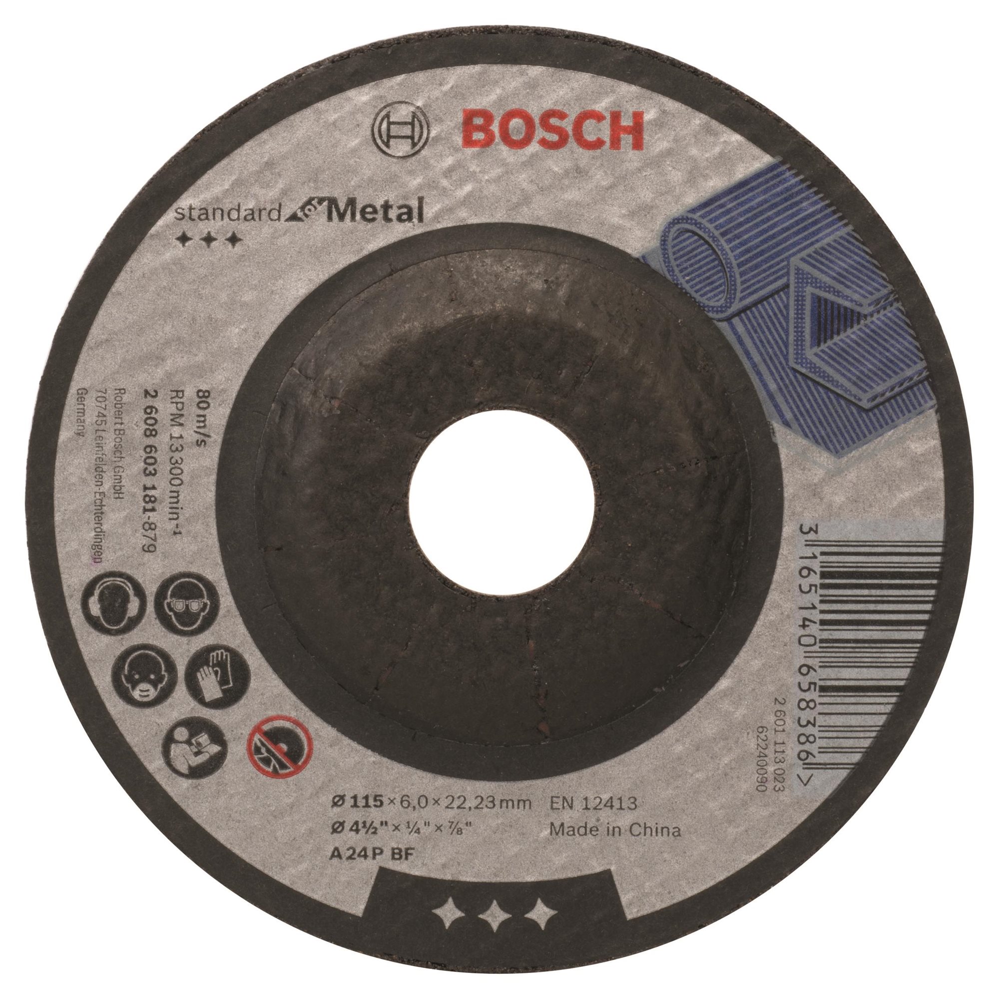 BOSCH Hrubovací kotúč profilovaný Standard for Metal A 24 P BF, 115 mm, 22,23 mm, 6,0 mm 2.608.603.