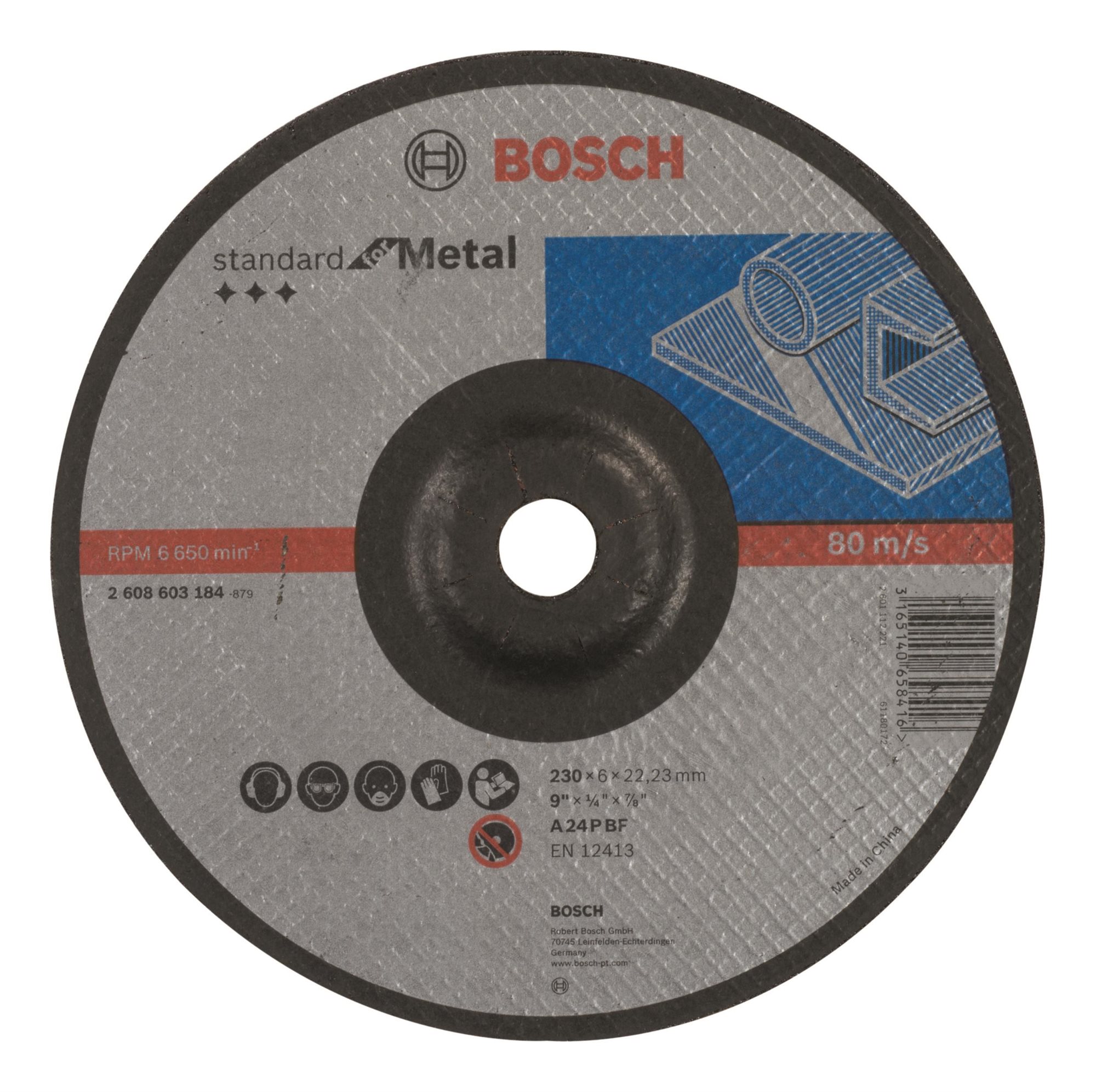BOSCH Hrubovací kotúč profilovaný Standard for Metal A 24 P BF, 230 mm, 22,23 mm, 6,0 mm 2.608.603.