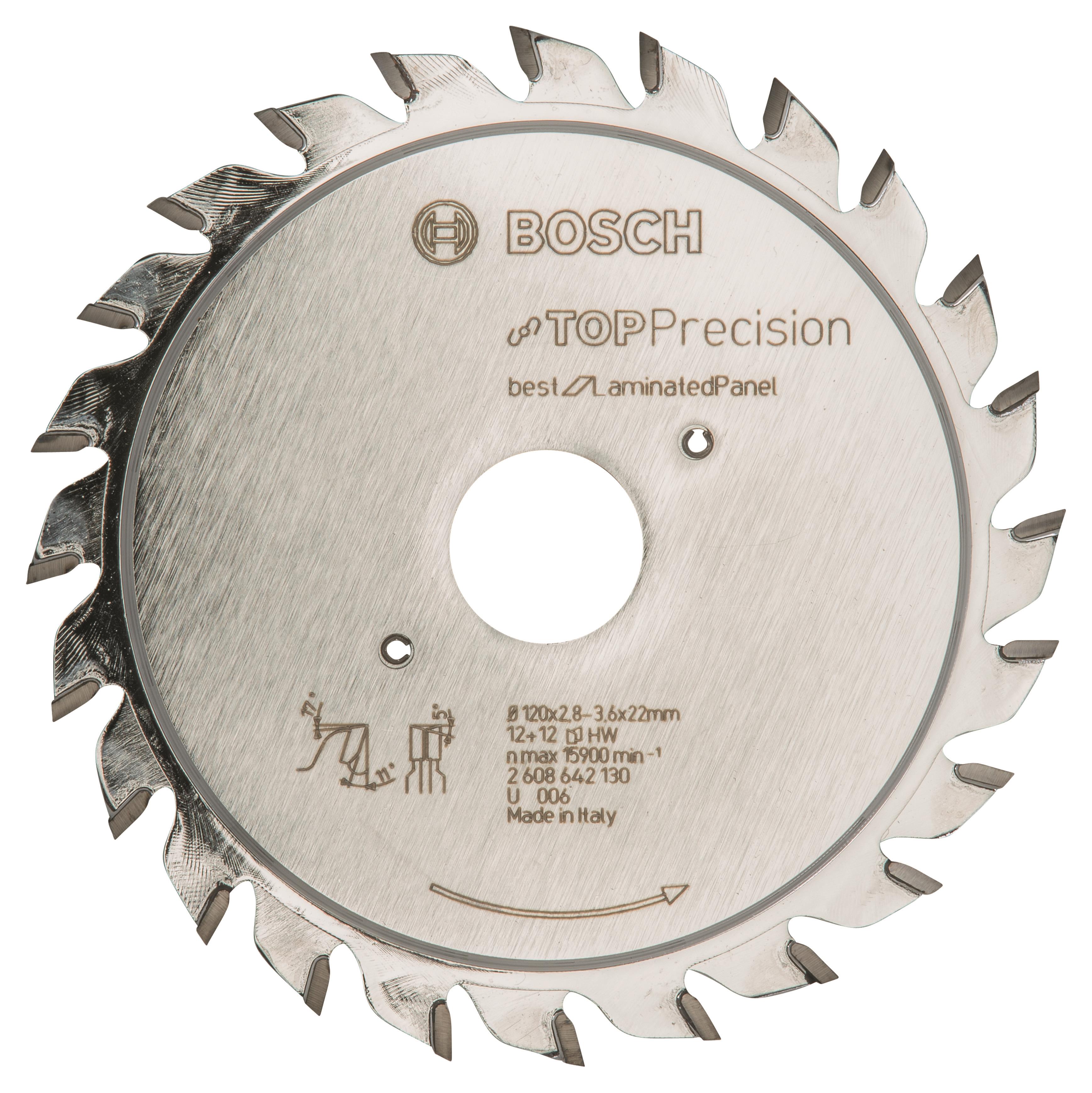Bosch Predrezový kotúč Top Precision Laminated Panel 120 × 22 × 2,8 – 3,6 mm, 12+12 2.608.642.130