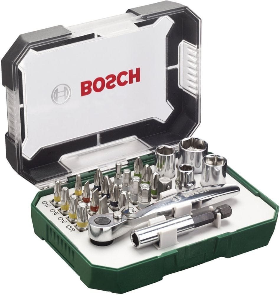 BOSCH 26-dielna súprava skrutkovacích bitov a rační 2.607.017.322