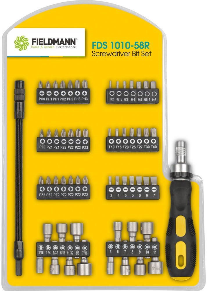 FIELDMANN Sada bitov so skrutkovačom 58 ks FDS 1010-58R