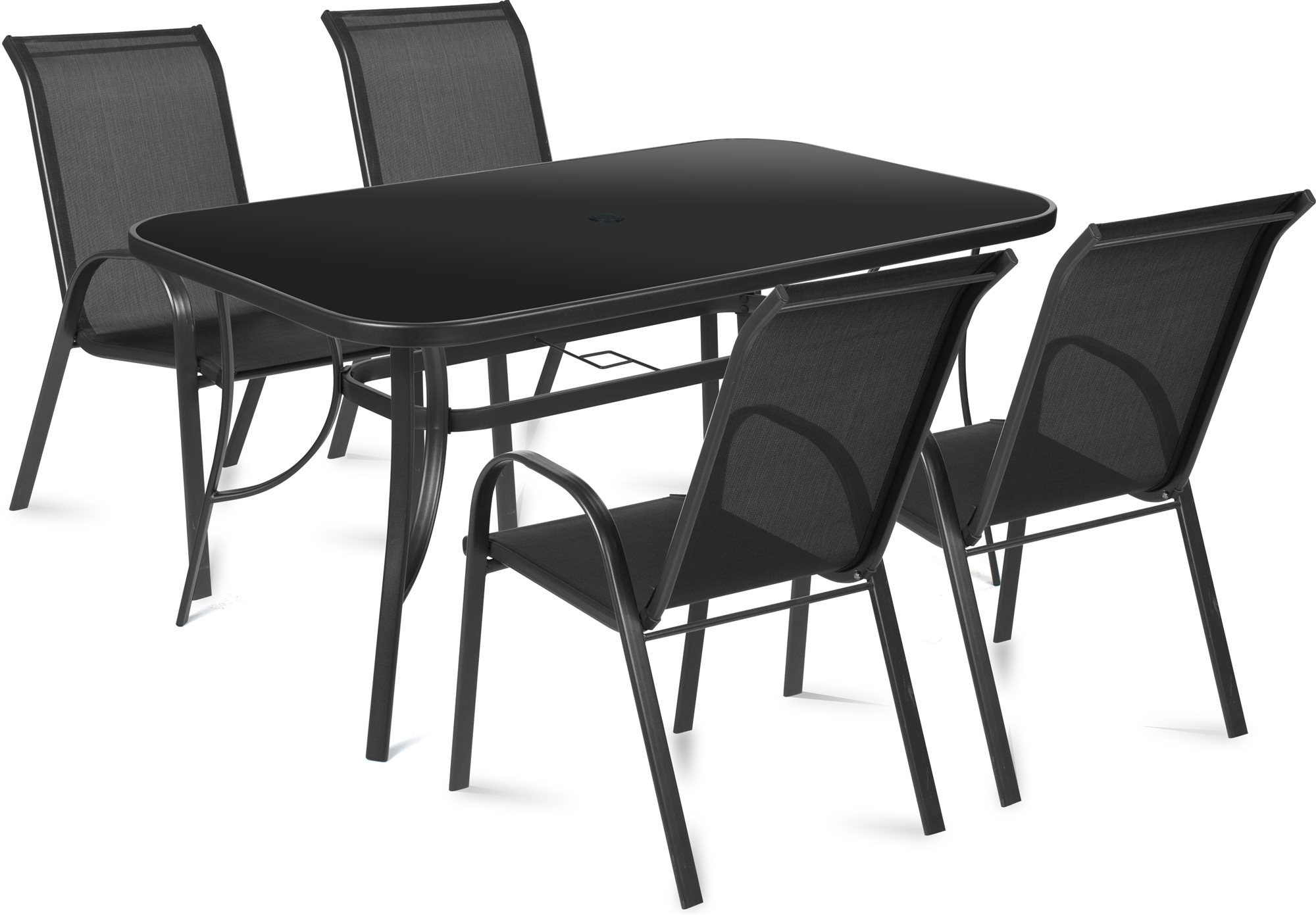 FIELDMANN Set záhradného nábytku Comfort Steel Black 4 + 1