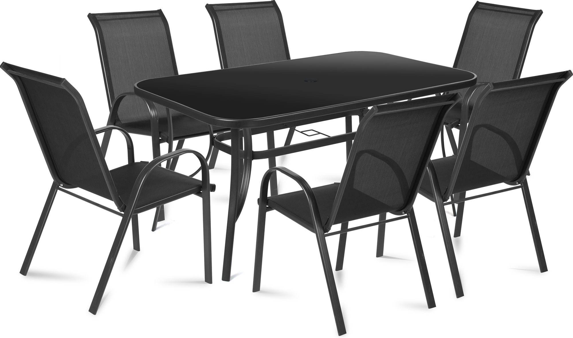 FIELDMANN Set záhradného nábytku Comfort Steel Black 6 + 1