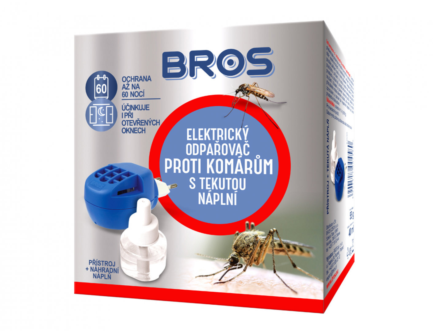 Odparovač BROS elektrický proti komárom tekutá náplň 46 ml