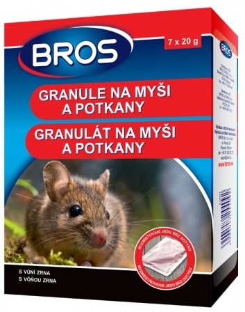 Rodenticíd BROS granuly na myši a potkany 7× 20 g