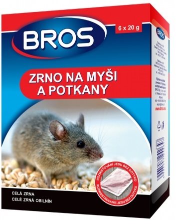 BROS Rodenticíd, zrno na myši a potkany 6 × 20 g