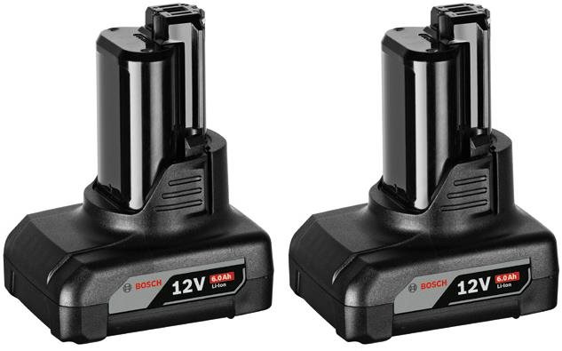 BOSCH Professional 2× akumulátor GBA 12 V 6,0 Ah, 1.600.A00.X7M