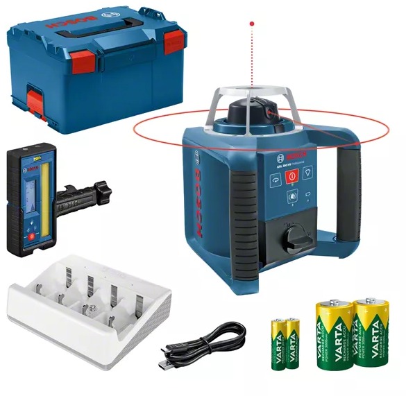 BOSCH Professional Stavebný rotačný laser GRL 300 HV + LR 45 Lboxx, 0.601.061.506