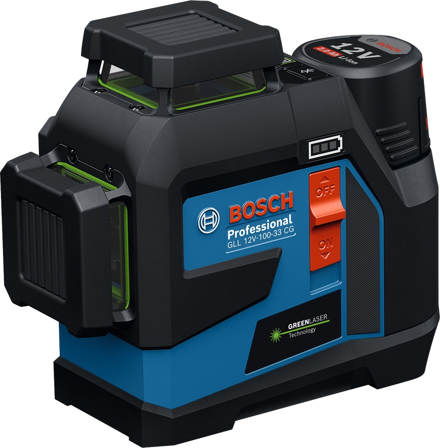 BOSCH Professional Laser Level GLL 12V-100-33 CG 0.601.065.401 1× akumulátor GBA 12 V 2,0 Ah