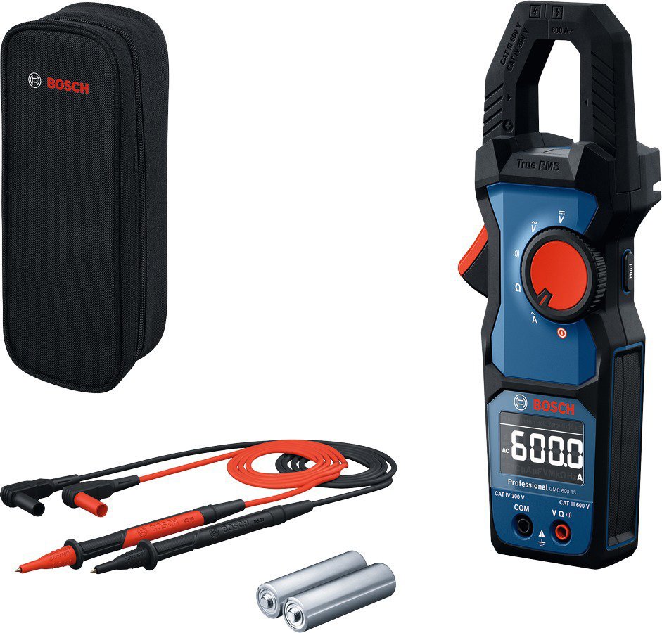 BOSCH Professional Clamp Meter GMC 600-15 0.601.077.600 2× batéria 1,5 V LR6 (AA)
