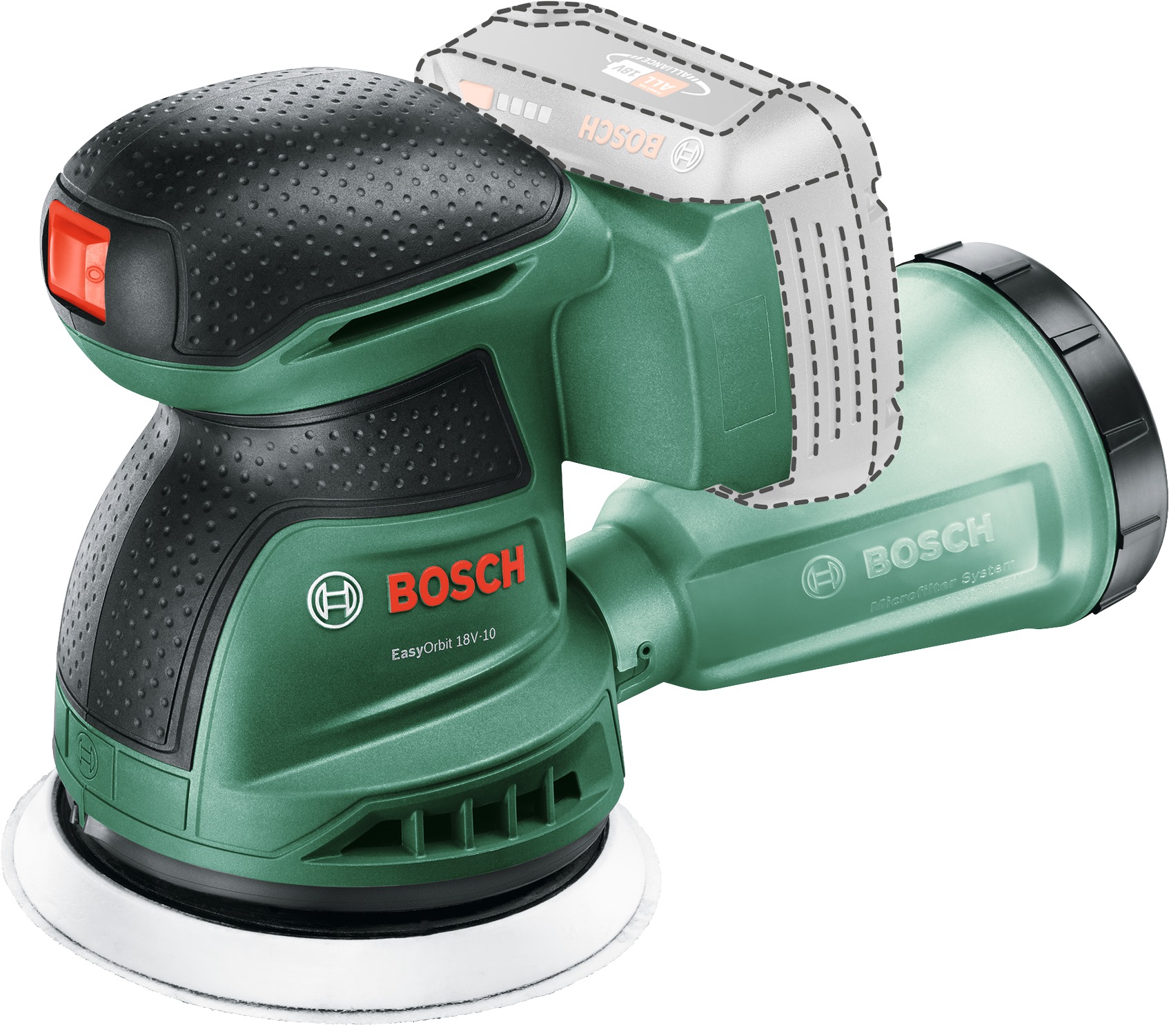 BOSCH Excentrická brúska AKU EasyOrbit 18V-10, 0.603.3E4.000 (bez AKU)