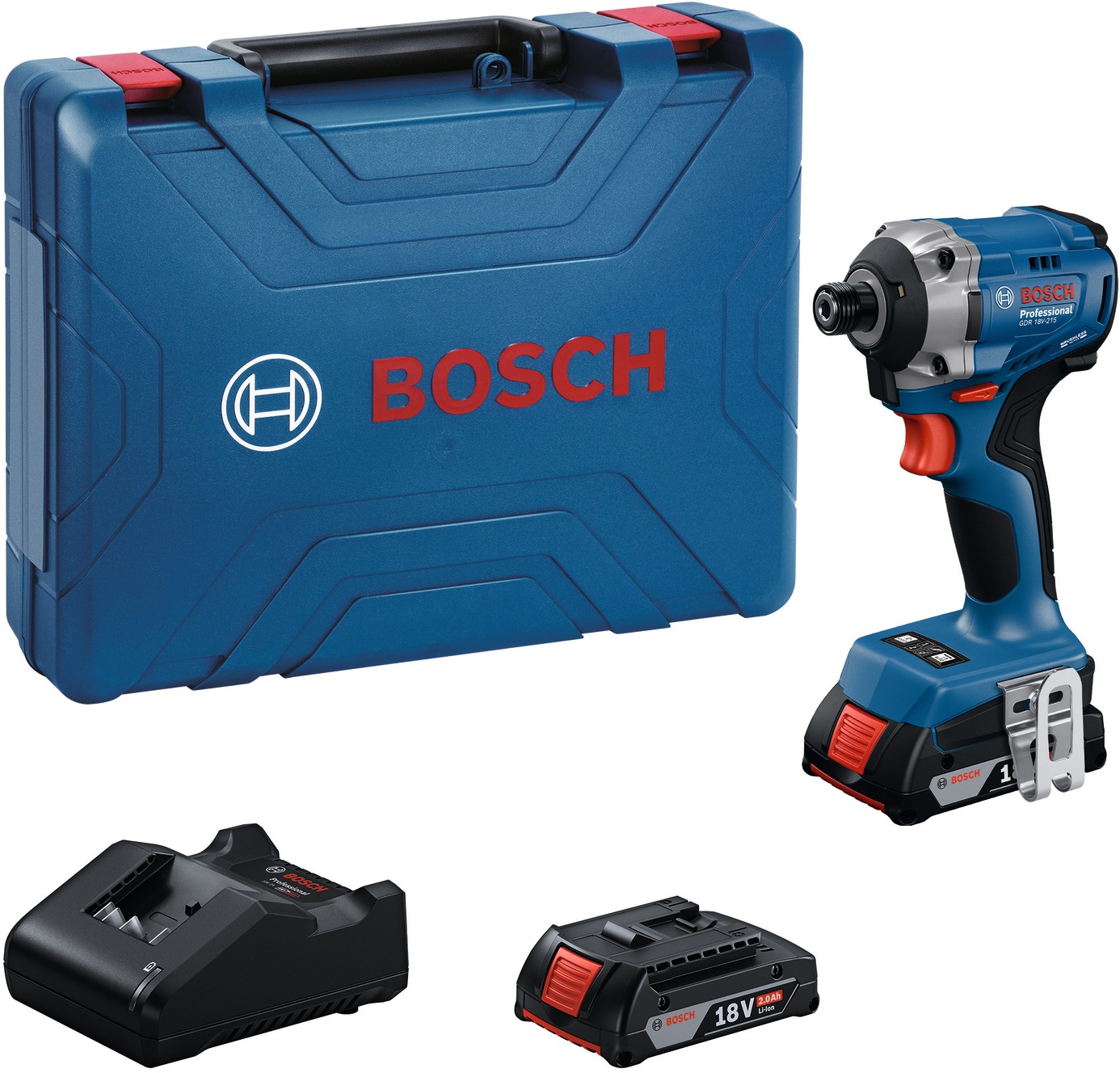 BOSCH Professional Rázový uťahovák AKU s kufrom GDR 18V-215, 0.601.9N2.022 (2× 2 Ah)