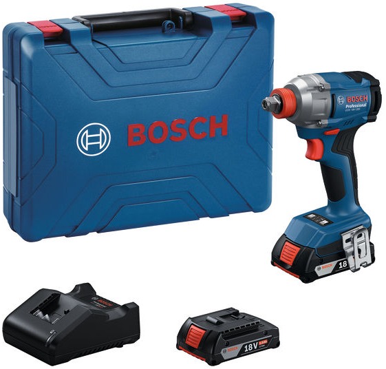 BOSCH Professional Rázový uťahovák AKU s kufrom GDS 18V-350 Solo, 0.601.9N2.122 (2× 2 Ah)