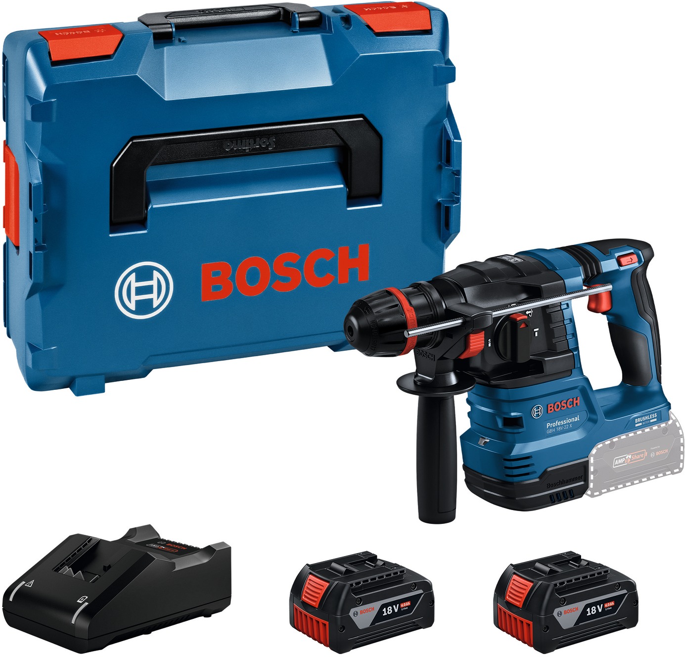 BOSCH Professional Vŕtacie kladivo AKU s kufrom GBH 18V-22 X, 0.611.924.101 (2× 4 Ah)