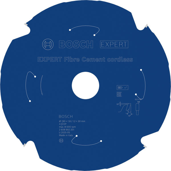 BOSCH EXPERT Pílový kotúč Fibre Cement cordless, 190 × 1,8/1,2 × 30 mm, T4 2.608.902.201