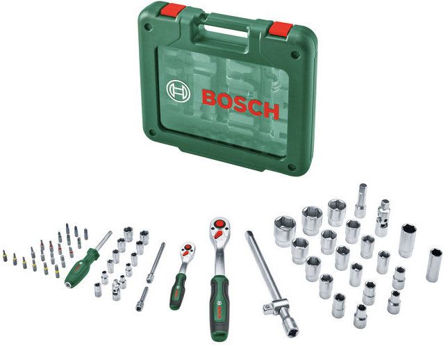 BOSCH Sada s račňami 1/4" a 1/2", nástrčné hlavice 5–32 mm, bity 25 mm, 60 ks 1.600.A03.9J8