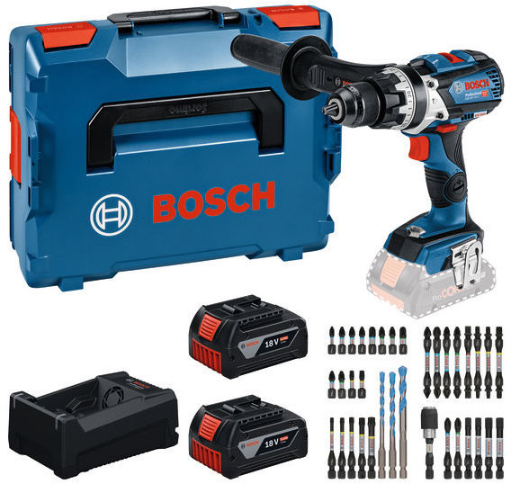 BOSCH Professional Vŕtačka AKU s príklepom GSB 18V-110 C, sada bitov, L-BOXX 0.615.A50.0E0 (2× 5 Ah)