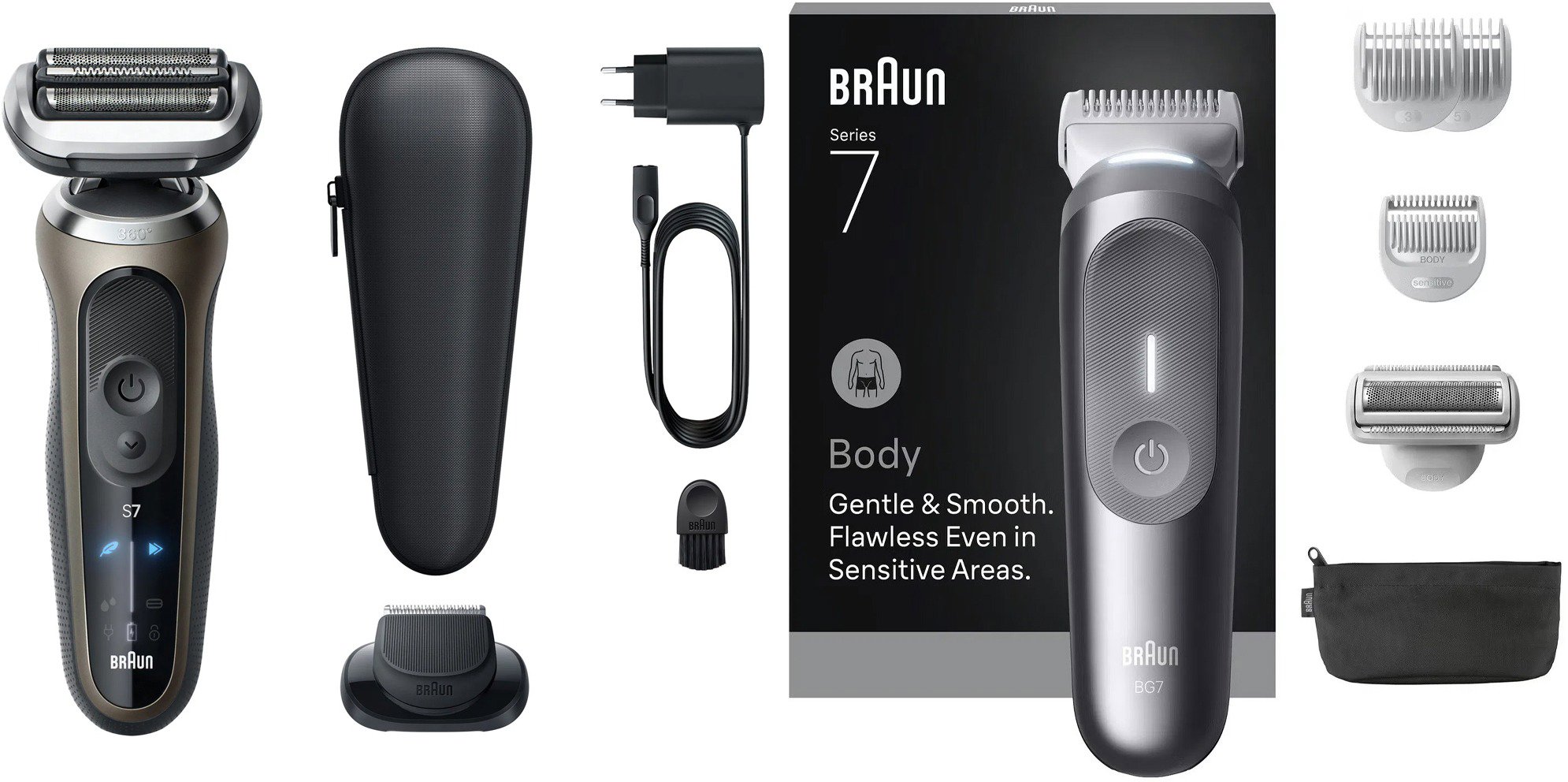 Braun Series 7 72-C1200s + Braun Sada na starostlivosť o telo 3 BG7550 pre mužov