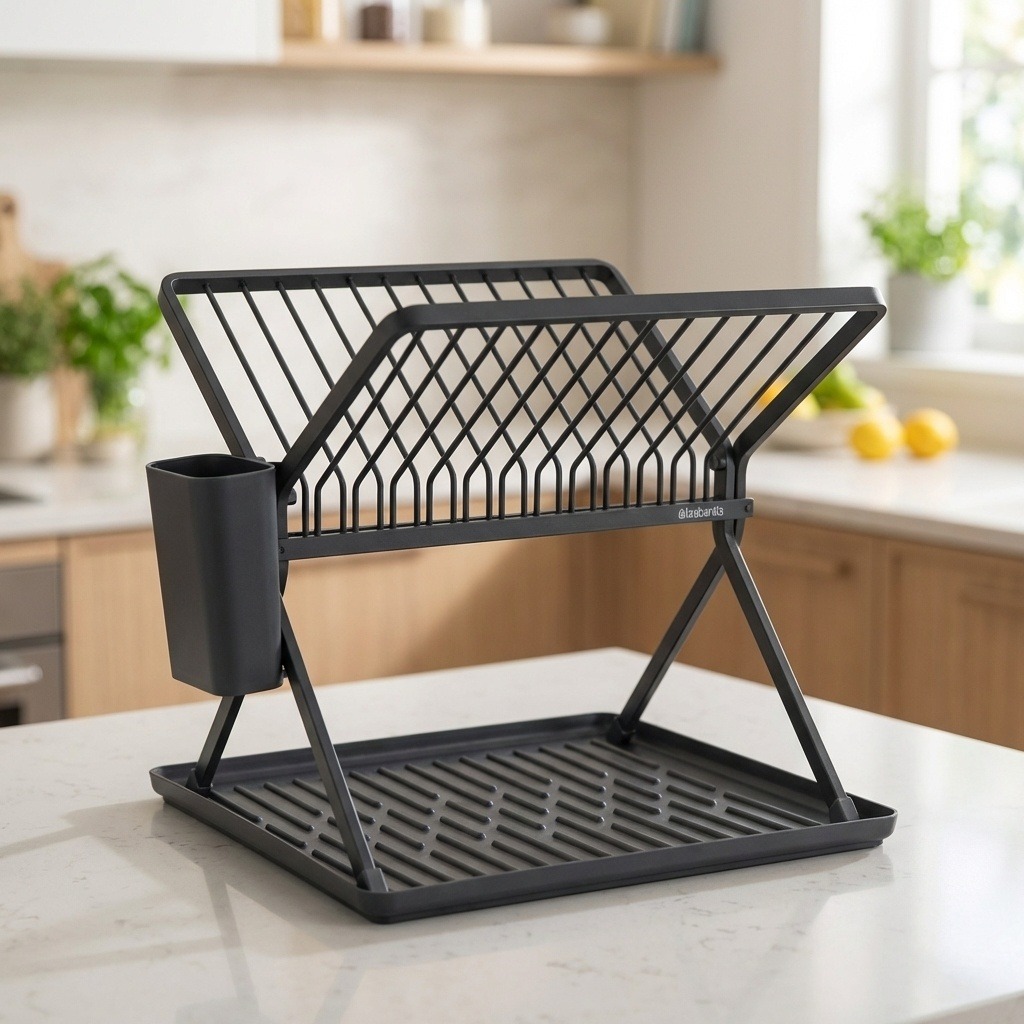 Brabantia Skladací odkvapkávač na riad, tmavosivý