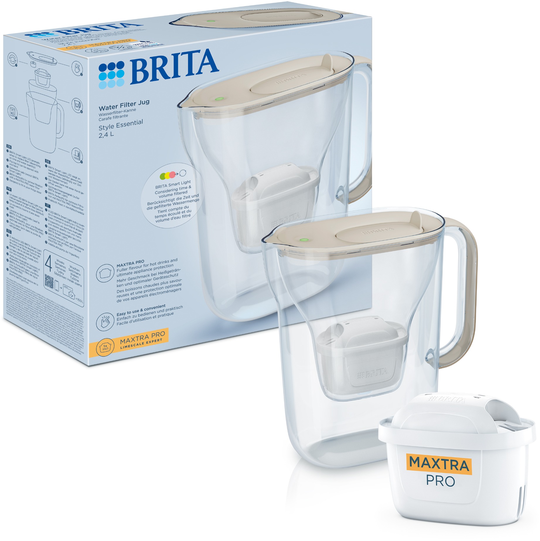 Brita Style Essential s filtrom Maxtra Hard Water Expert, 2,4 l, piesková