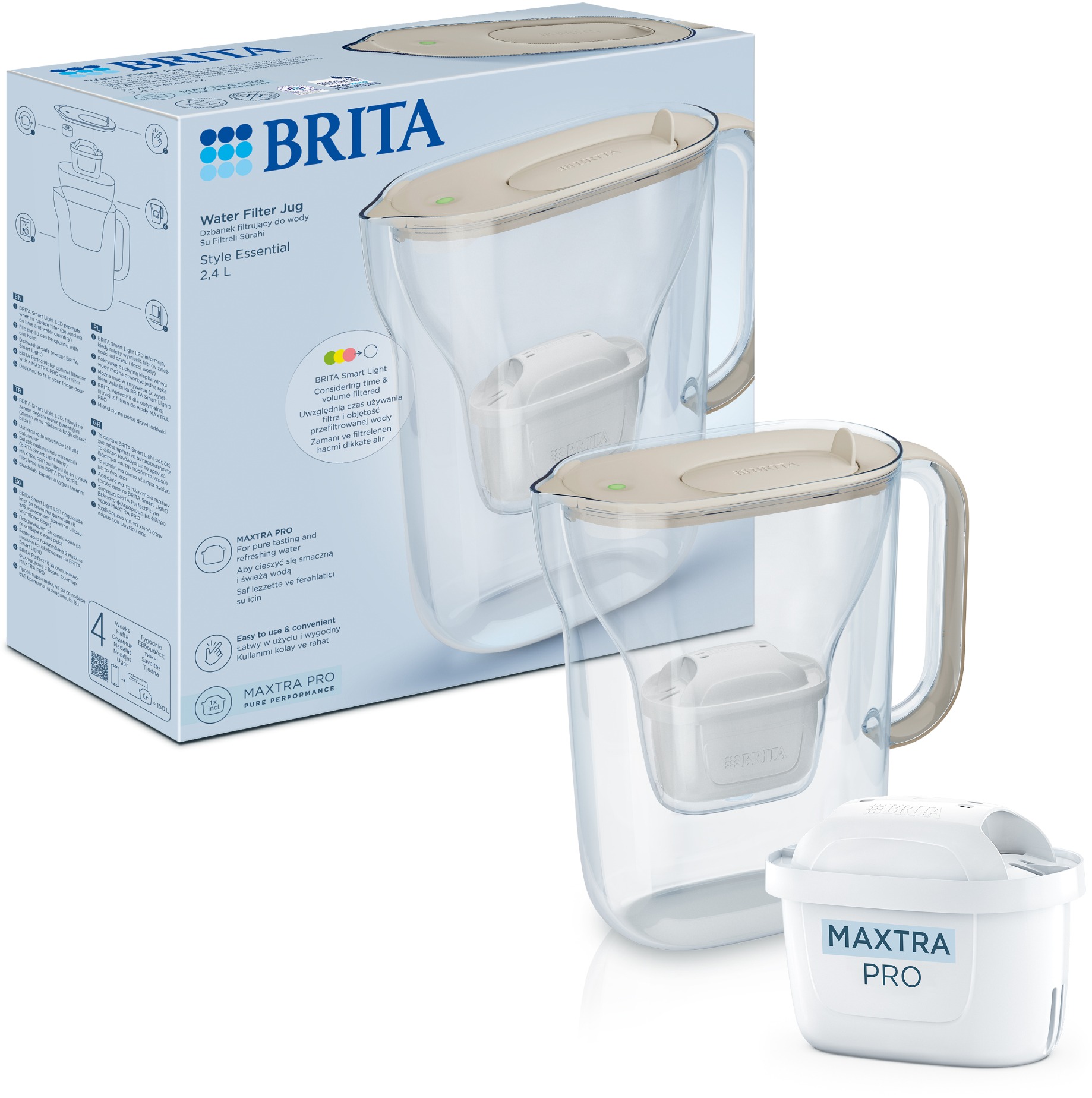 Brita Style Essential s filtrom Maxtra Pro Pure Performance, 2,4 l, piesková