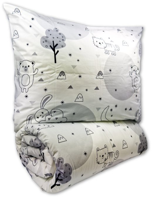 Brotex Krepové detské obliečky 140 × 200, 70 × 90 cm Zvieratká v záhrade