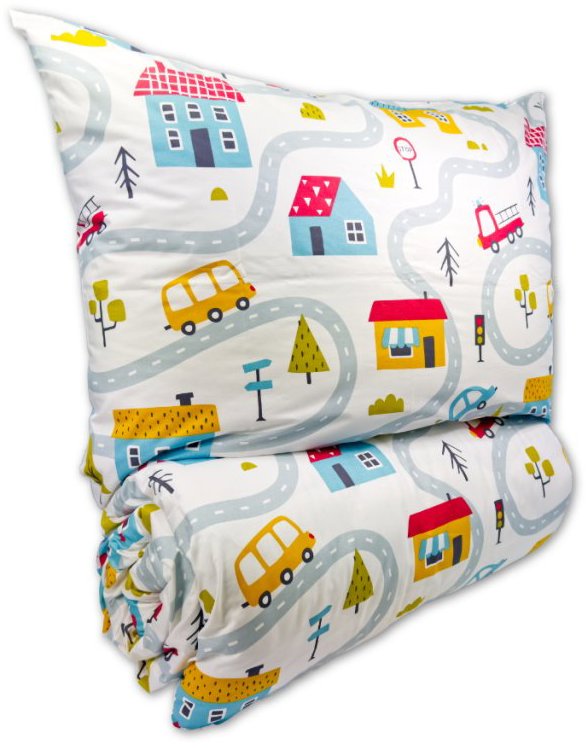 Brotex Krepové detské obliečky do malej postieľky 90 × 135, 45 × 60 cm Mestečko