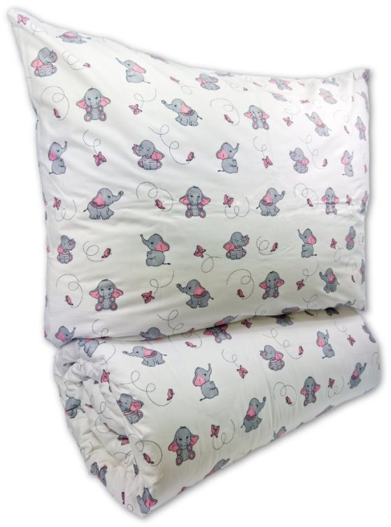 Brotex Krepové detské obliečky do malej postieľky 90 × 135, 45 × 60 cm Sloník sivý