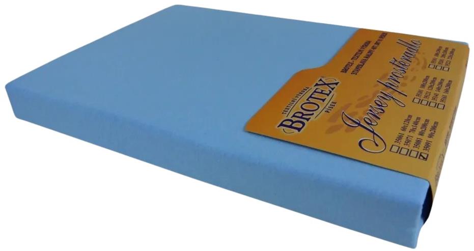 Brotex Jersey plachta na posteľ svetlomodrá, 180 × 200 cm dvojposteľ