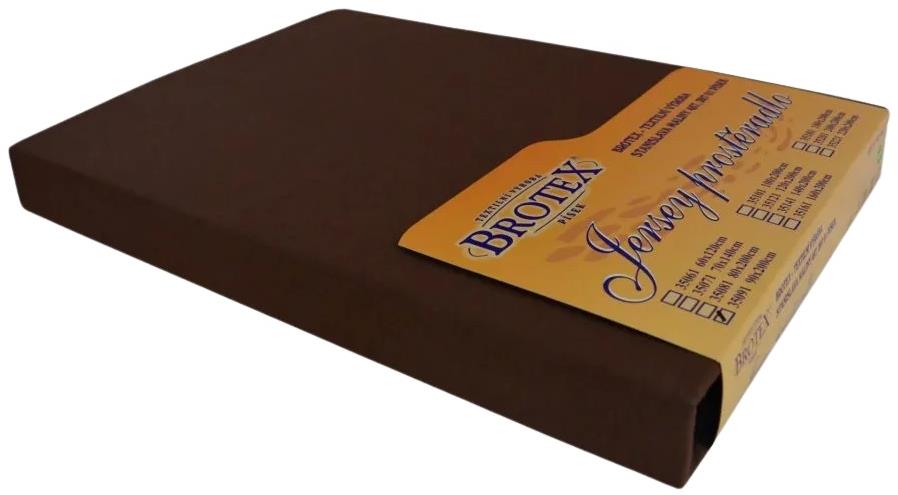 Brotex Jersey plachta na posteľ tmavohnedá, 100 × 200 cm