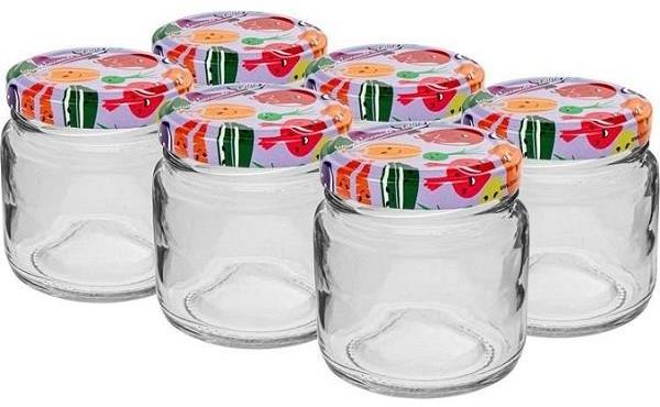 BROWIN Pohár s farebným viečkom, 106 ml, 6 ks