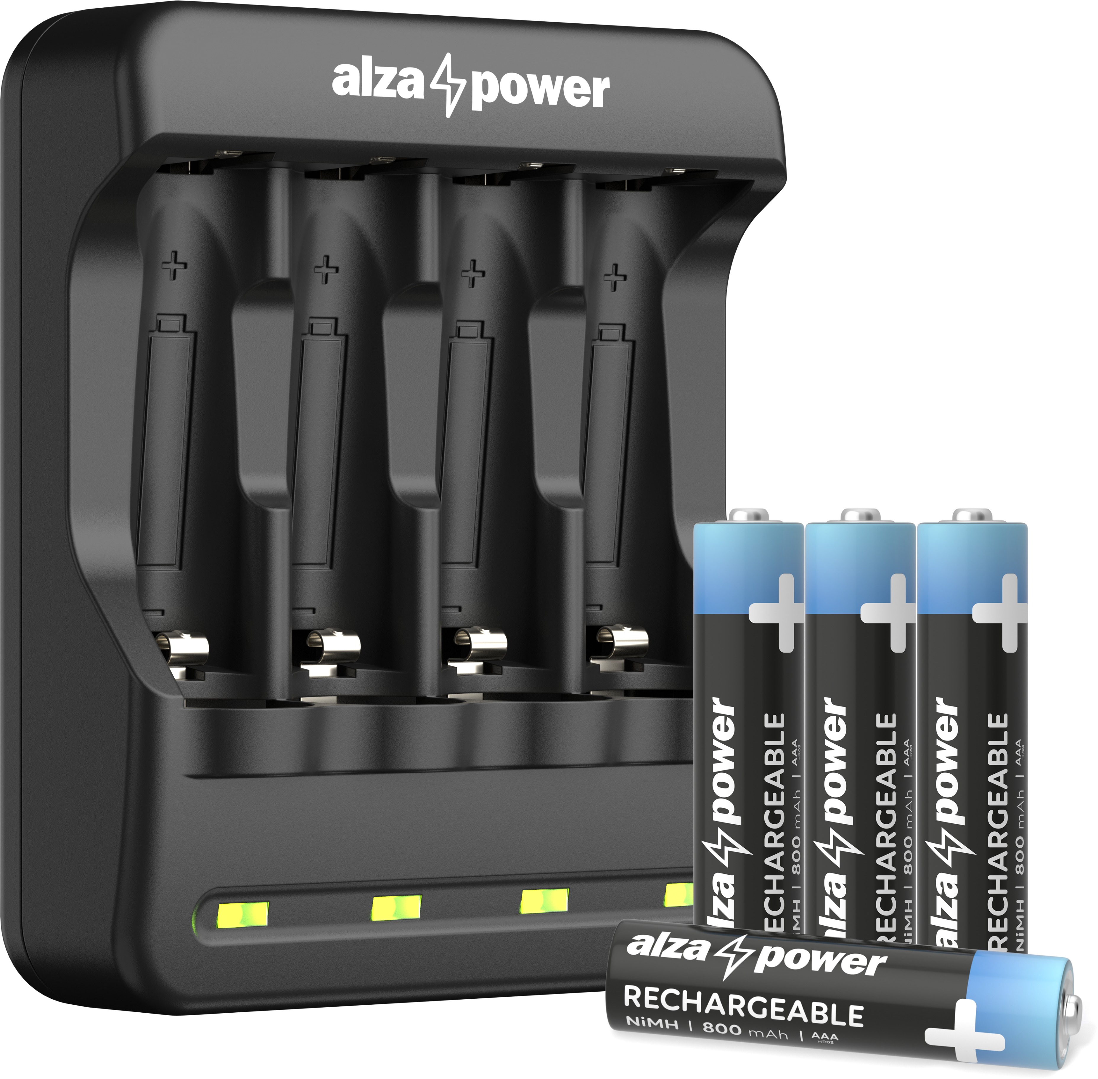 AlzaPower SET AP410-B Battery Charger + Rechargeable battery HR03 (AAA) 800 mAh 4 ks