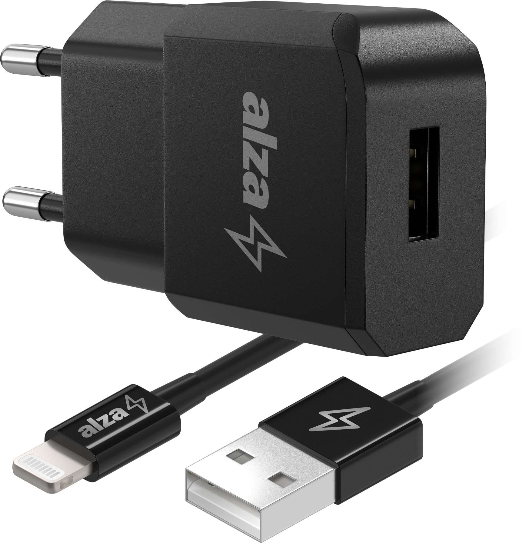 AlzaPower Smart Charger 2.1 A čierna + Core Lightning MFi (C189) 1 m čierny