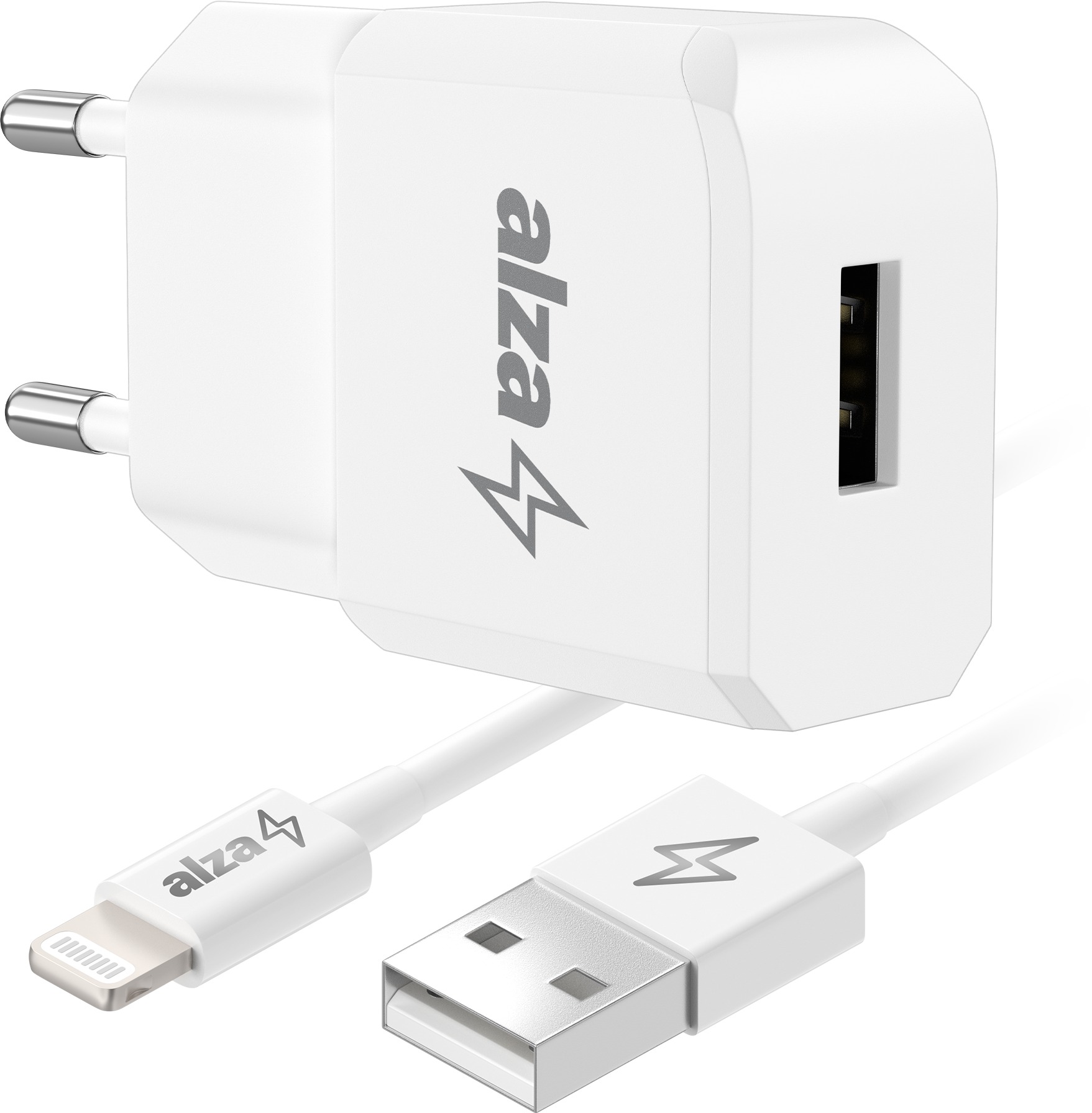 AlzaPower Smart Charger 2.1 A biela + Core Lightning MFi (C189) 1 m biely