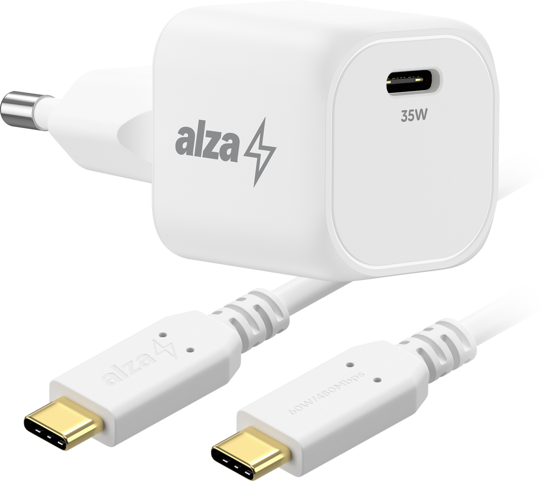 AlzaPower Apex G550 35W Biela + Core USB-C 2.0 60 W 1 m biely