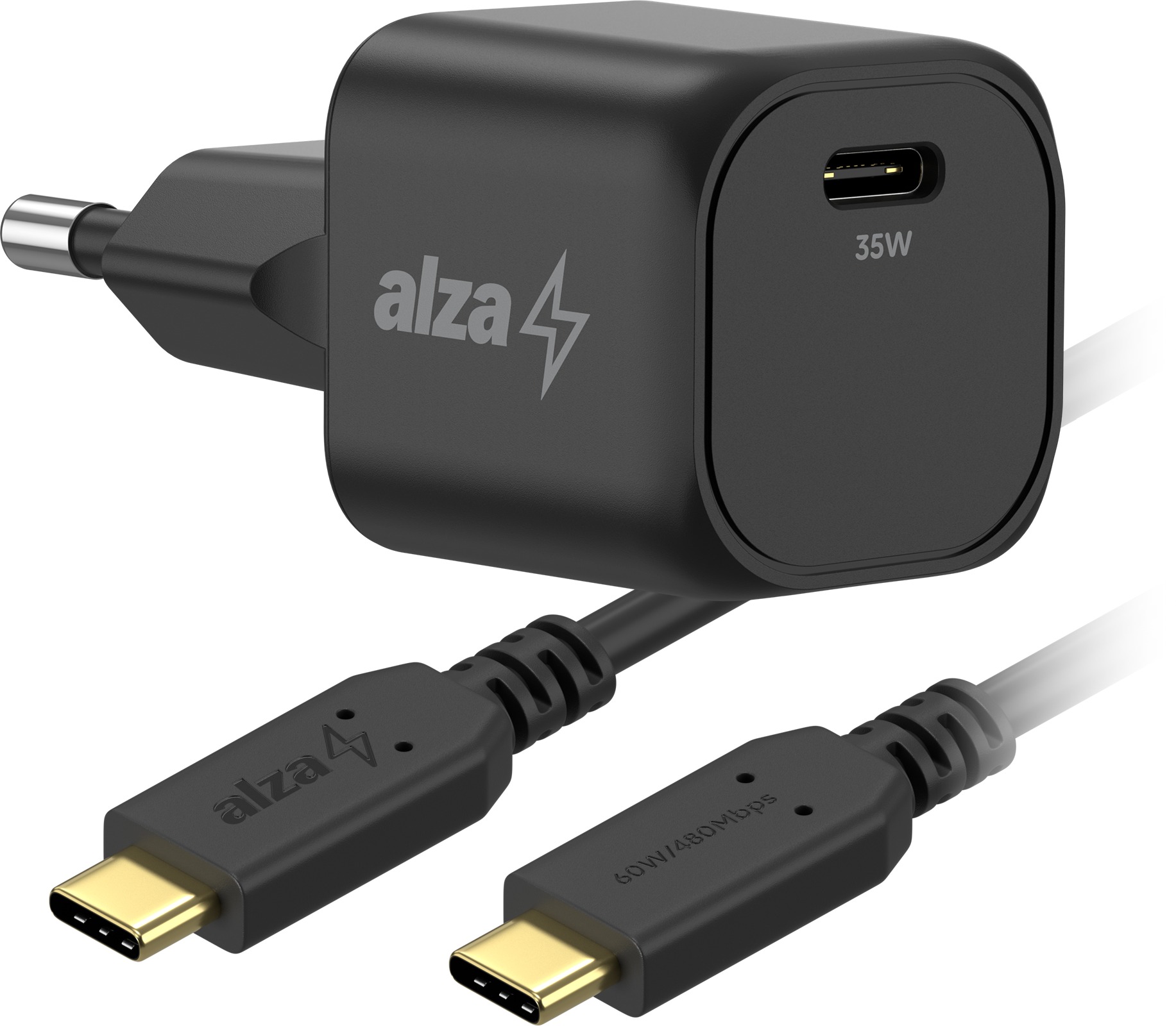 AlzaPower Apex G550 35W Čierna + Core USB-C 2.0 60W 1m čierny