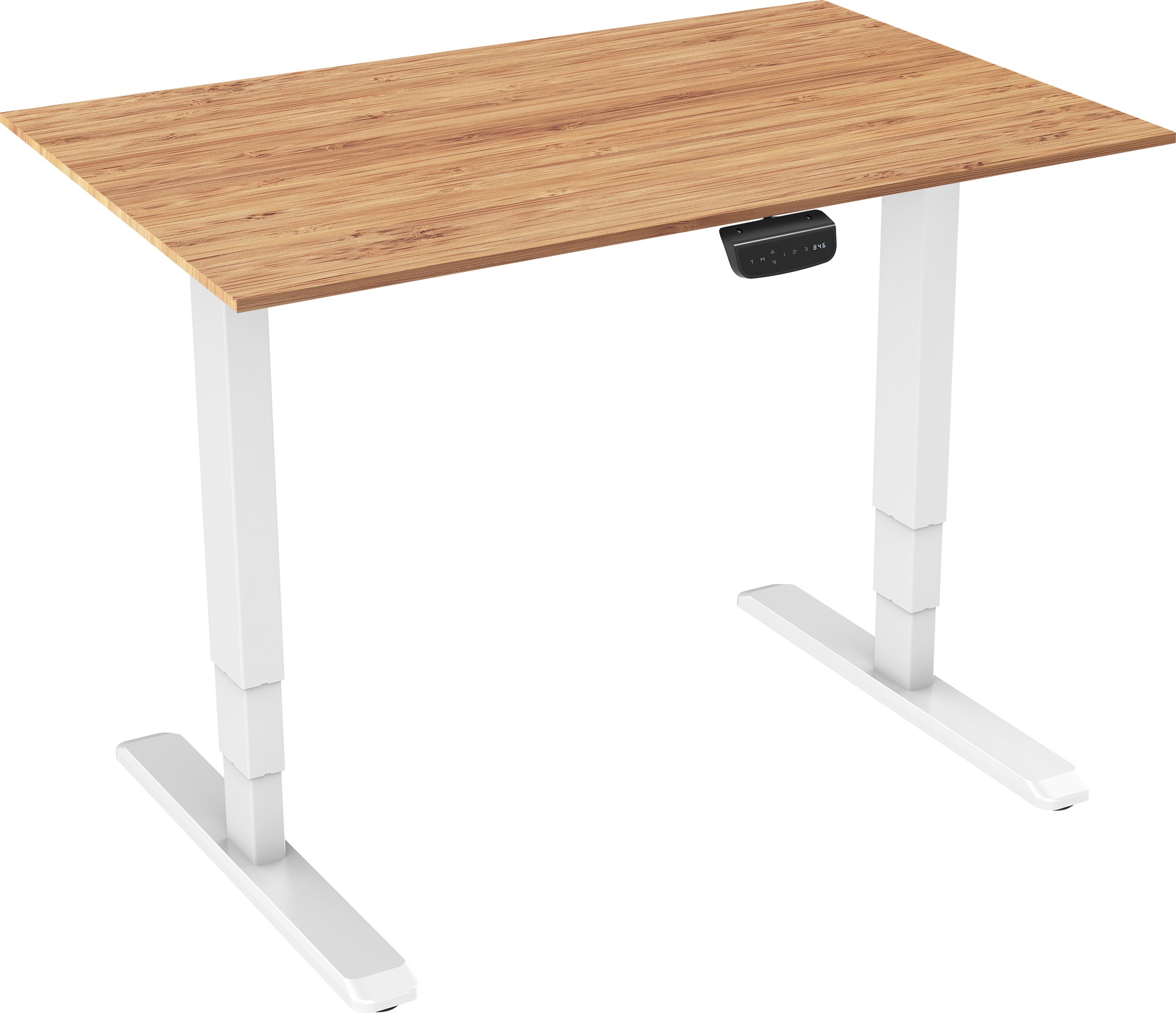 AlzaErgo Table ET1 NewGen biely + doska TTE-01 140 × 80 cm bambusová