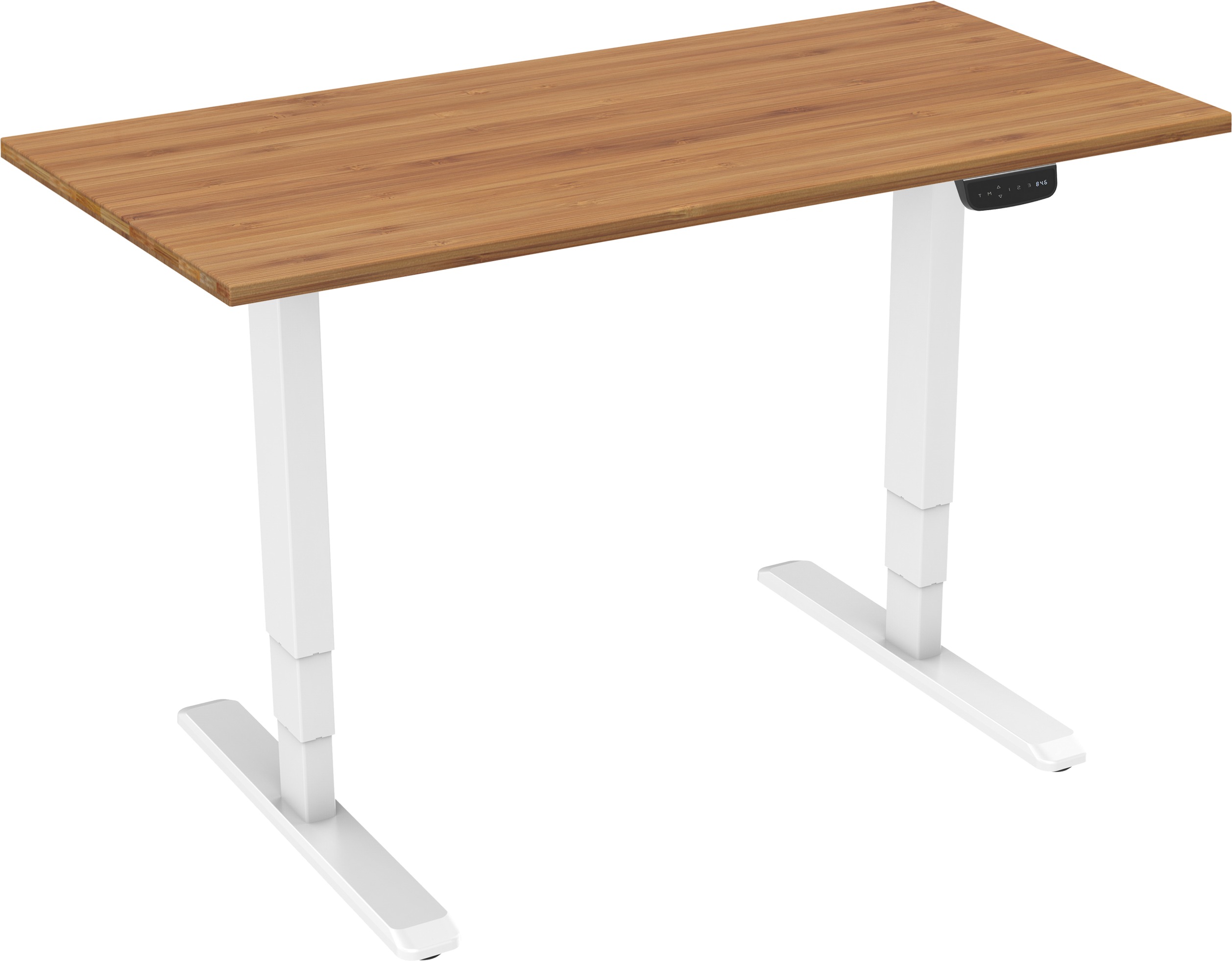 AlzaErgo Table ET1 NewGen biely + doska TTE-03 160 × 80 cm bambusová