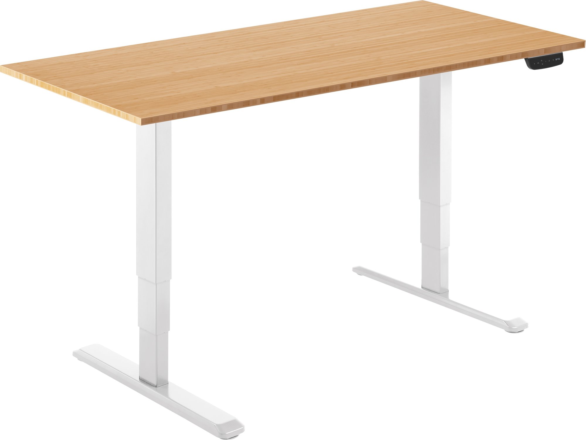 AlzaErgo Table ET1 NewGen biely + doska 120 × 80 cm bambusová