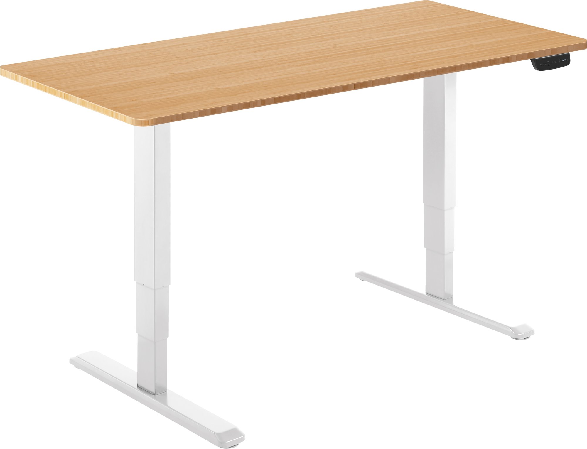 AlzaErgo Table ET1 NewGen biely + doska 120 × 80 cm bambusová zaoblená