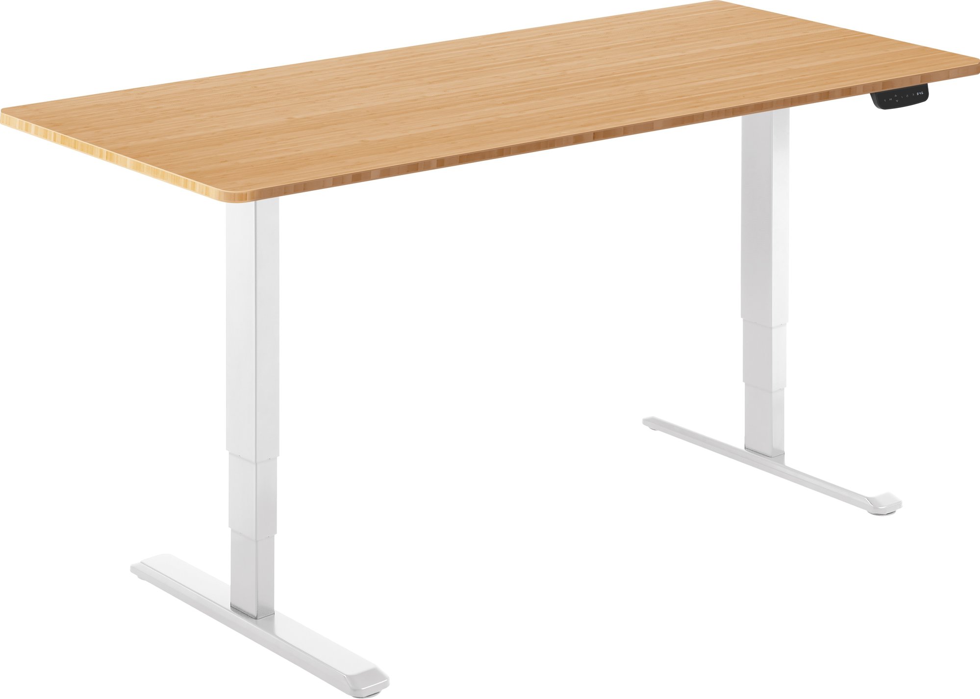 AlzaErgo Table ET1 NewGen biely + doska 140 × 80 cm bambusová zaoblená