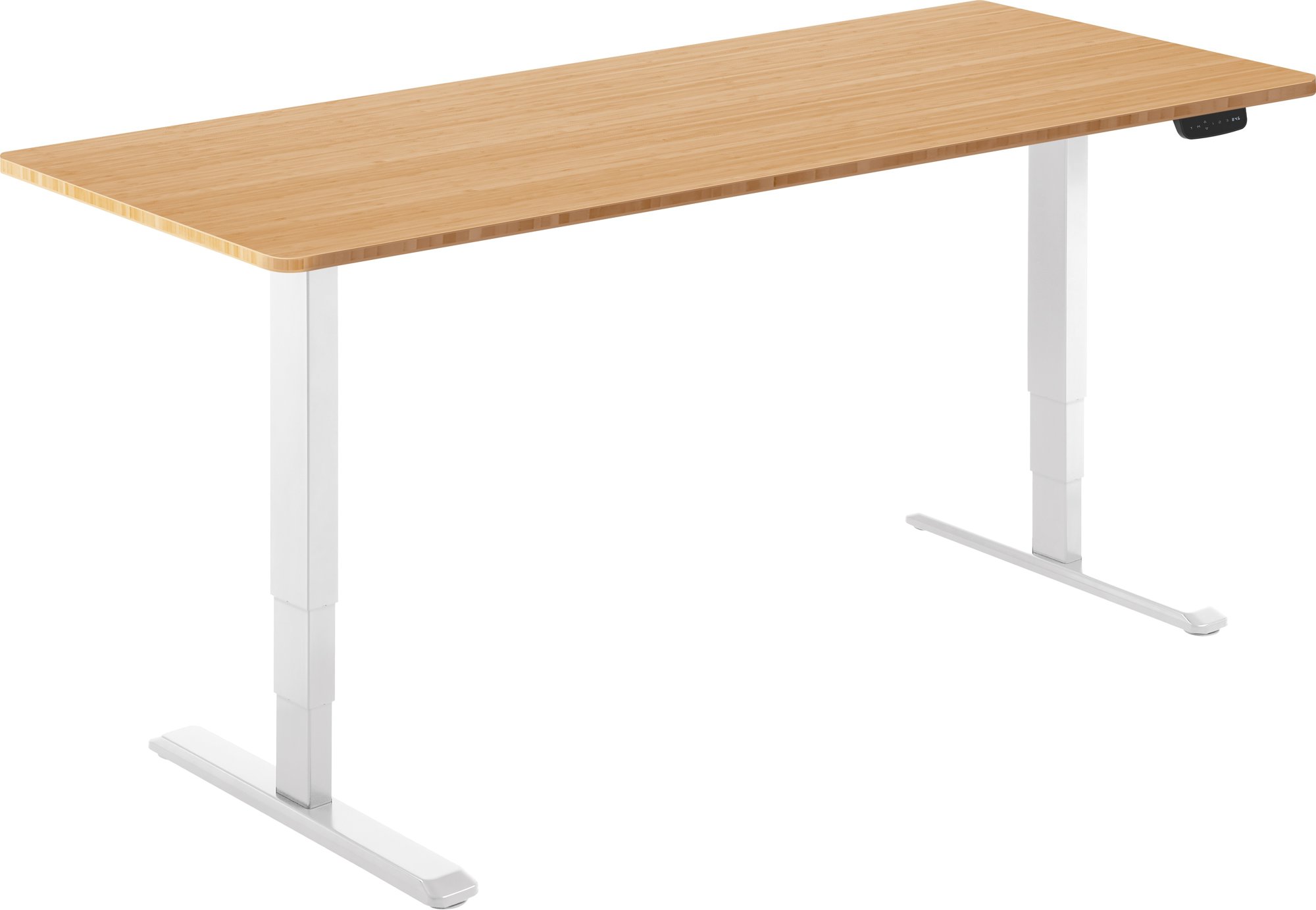 AlzaErgo Table ET1 NewGen biely + doska 160 × 80 cm bambusová zaoblená