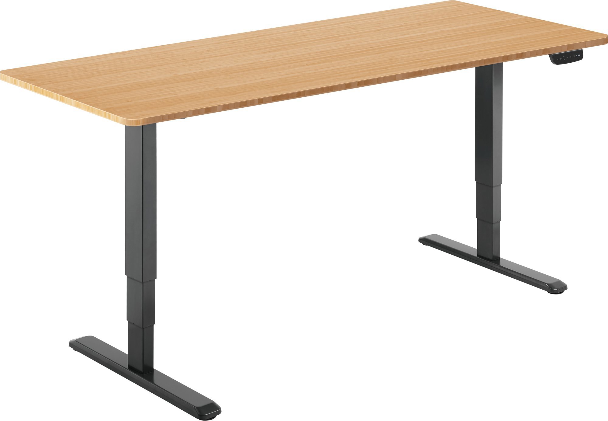 AlzaErgo Table ET1 NewGen čierny + doska 160 × 80 cm bambusová zaoblená